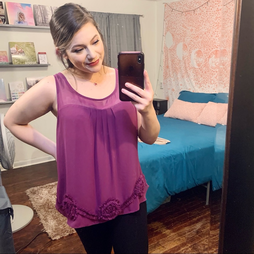 Lauren Conrad Purple Blouse Size L